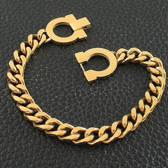 Omega Cuban Chain Link 18K Gold Plated Bracelet - Picture 2 of 11